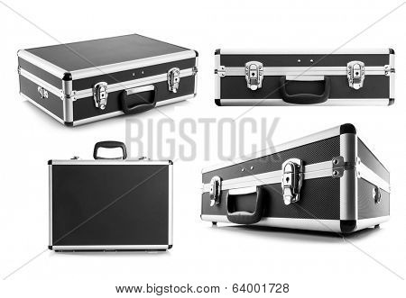 Metal briefcase isolated on white background