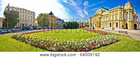 Zagreb Theater Square Panoramic View