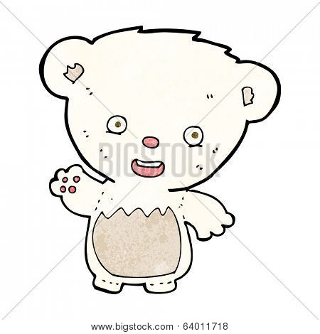 cartoon polar bear cub waving