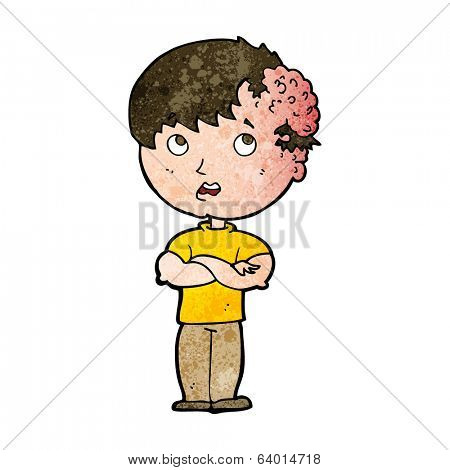 cartoon boy with growh on head