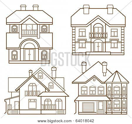 set of modern houses (front view)