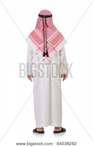 Praying arab man isolated on white