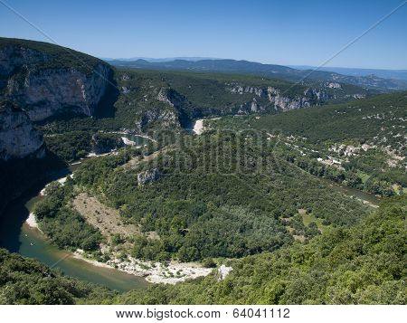 A Bend In The Famous River Of The Ardeche Gorge