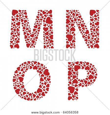 MNOP heart alphabet letters font