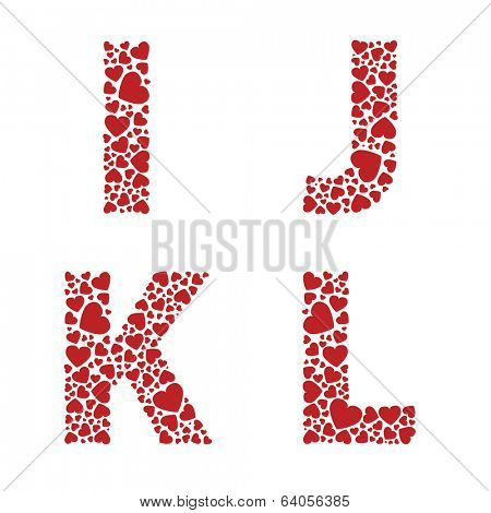 IJKL heart alphabet letters font