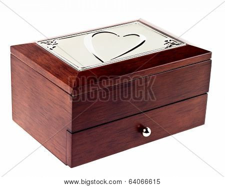 Wooden casket with heart on top