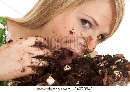 Woman Green Shirt With Cake Tongue
