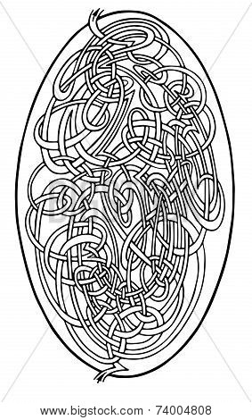 Brain-teaser oval shape vector labyrinth