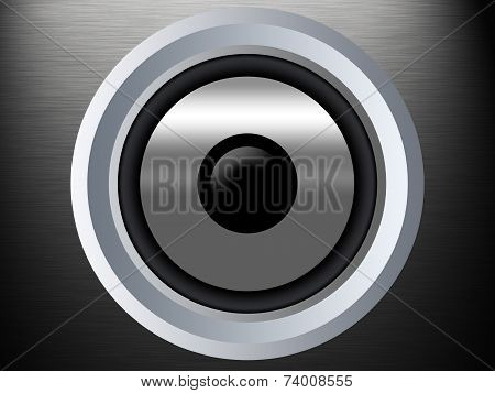 Speaker On A Silber Metal Texture