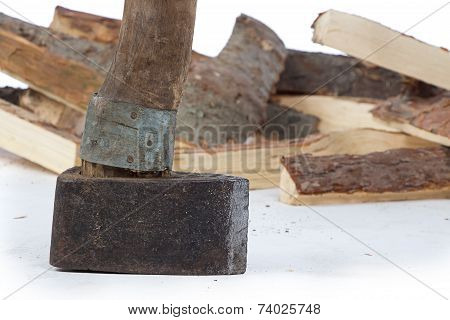 Photo of axe and woods