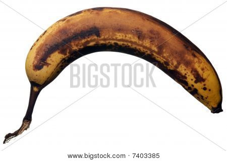 Overrijpe banaan. Over wit wordt geïsoleerd.
