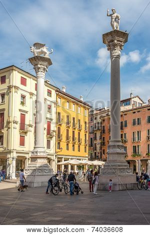 Piazza Signiori With Leone Di San Marco In Vicenza
