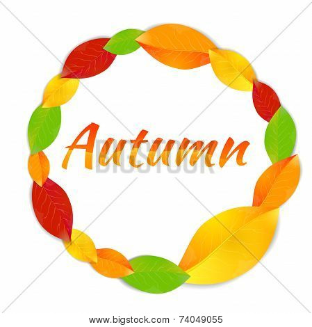 Round frame with autumn leaves