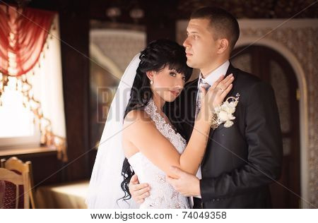 Bride and groom on their wedding day