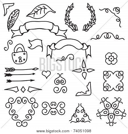 Set of Hand Draw Design Elements. Vector