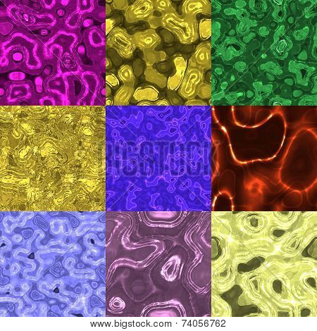 Set Of Melt Metal Fluid Seamless Generated Textures