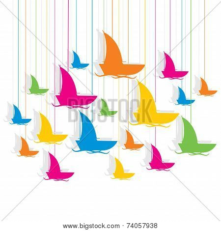 colorful boat design pattern background vector