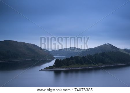 Moody Landscape Image Of Lake Pre-dawn In Autumn With Haunting Feel