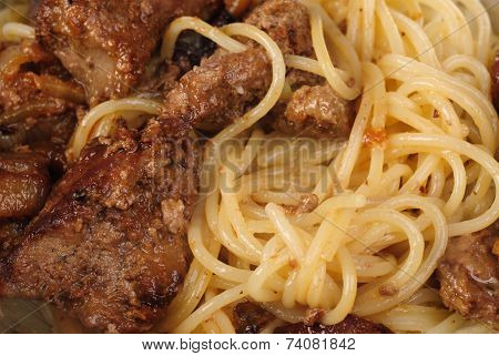 Liver And Spagetti  -fine Food Background