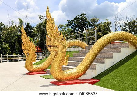 King Of Naga In Temple Of Thailand.