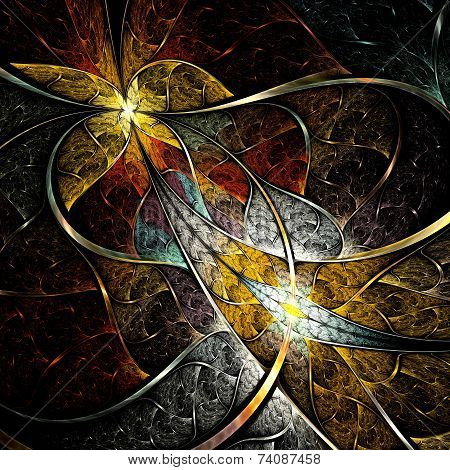 Symmetrical Colorful Fractal Flower, Digital Logarithm