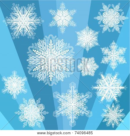 Blue Transparent Snowflake Set