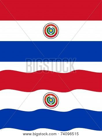 Flat and waving Paraguayan Flag. Vector