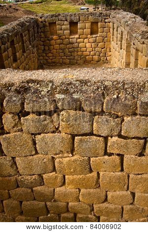 Closeup of wall construction Ingapirca important inca ruins in Ecuador