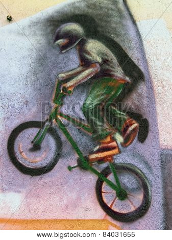 Boy riding a bike