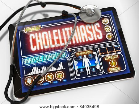 Cholelithiasis on the Display of Medical Tablet.