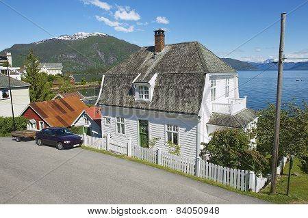Exterior of the traditional Norwegian hose in Balestrand, Norway.