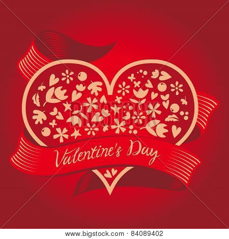 Gift On Valentine's Day. Heart.