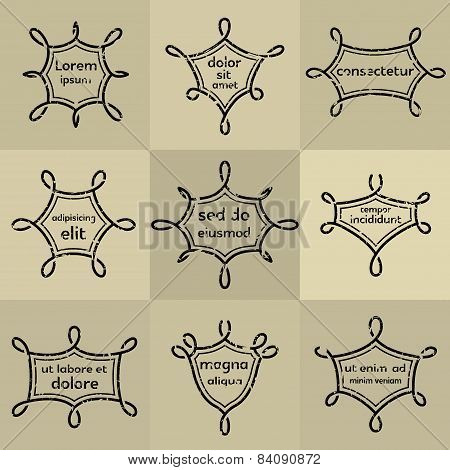 Vector Set Of Outline Emblems And Badges - Monograms Logo Templates.