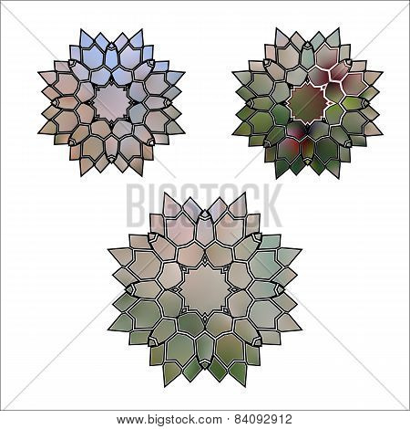 Set Abstract Illustration Of Flower Crystal