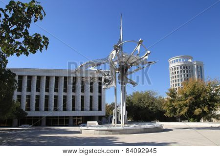 Ashgabat, Turkmenistan - October 15, 2014:  Sculpture In The Art Nouveau Style On A Central Square O