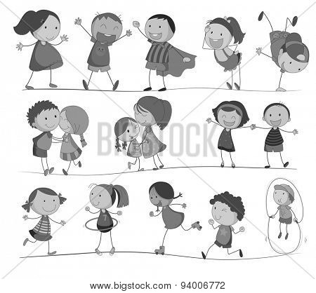 Boys and girls doing different activities