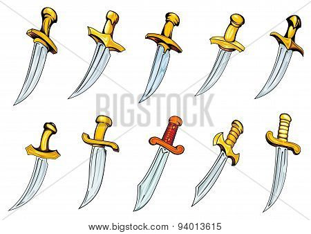 Vintage daggers and poniards with sharp blades
