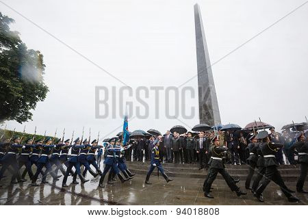 Laying Flowers Ceremony To The Tomb Of The Unknown Soldier