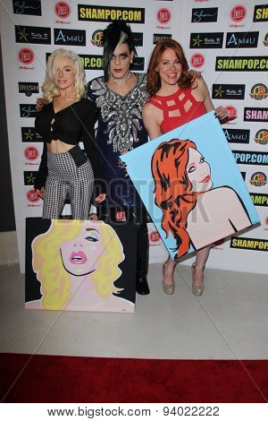 LOS ANGELES - JUN 4:  Courtney Stodden, Sham Ibrahim, Maitland Ward at the Celebrity Selfies Art Show by Sham Ibrahim at the Sweet! Hollywood on June 4, 2015 in Los Angeles, CA