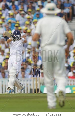 LONDON, ENGLAND - August 22 2013: Ryan Harris bowling during day two of the 5th Investec Ashes cricket match between England and Australia played at The Kia Oval Cricket Ground