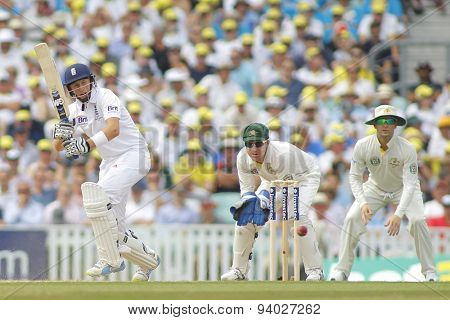 LONDON, ENGLAND - August 22 2013: Ryan Harris bowling during day two of the 5th Investec Ashes cricket match between England and Australia played at The Kia Oval Cricket Ground