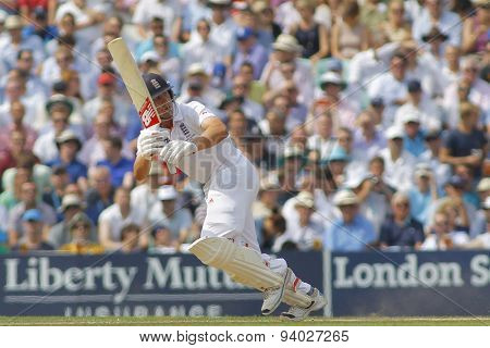 LONDON, ENGLAND - August 22 2013: Ryan Harris bowling during day two of the 5th Investec Ashes cricket match between England and Australia played at The Kia Oval Cricket Ground