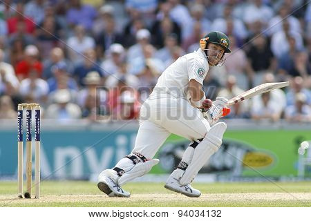 MANCHESTER, ENGLAND - August 02 2013: David Warner batting during day one of  the Investec Ashes 3rd test match at Old Trafford Cricket Ground, on August 02, 2013 in London, England.