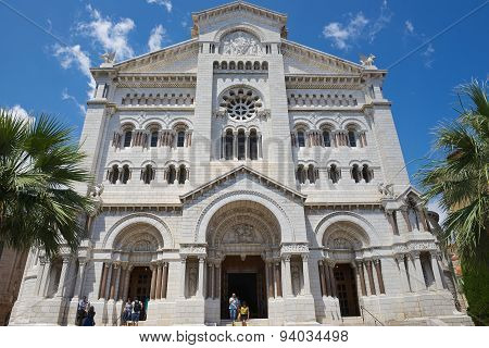 Exterior of the Monaco Cathedral (Cathedrale de Monaco) in Monaco-Ville Monaco.