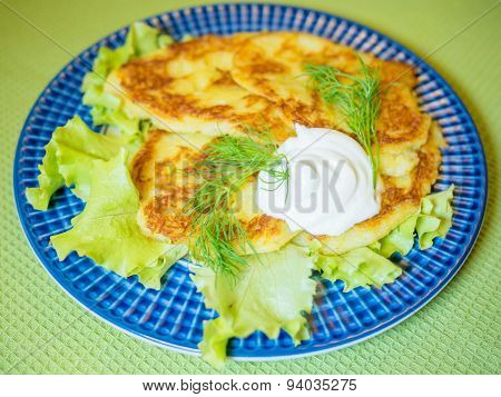 Potato Pankakes With Cream Frache