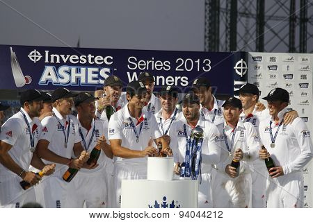 LONDON, ENGLAND - August 25:  during the award ceremony and Urn presentation for the Investec Ashes cricket match between England and Australia played at The Kia Oval Cricket Ground
