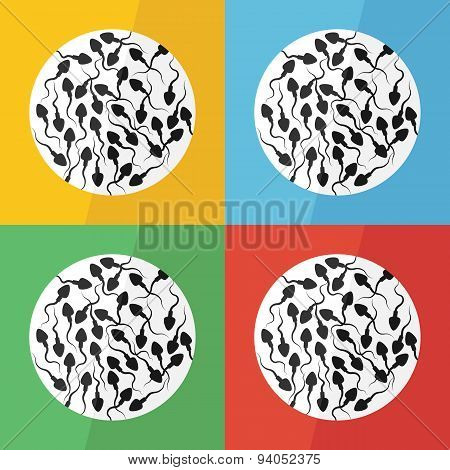 Sperm Cell Icon ( Flat Design ) On Different Color Background