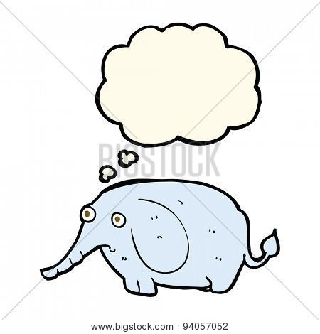 cartoon sad little elephant with thought bubble