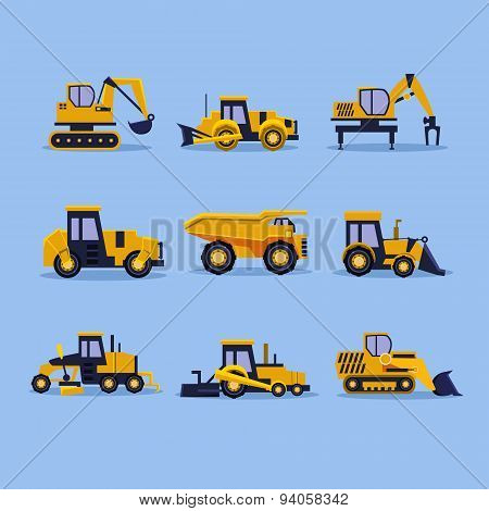 Yellow Tractors Vector Illustration