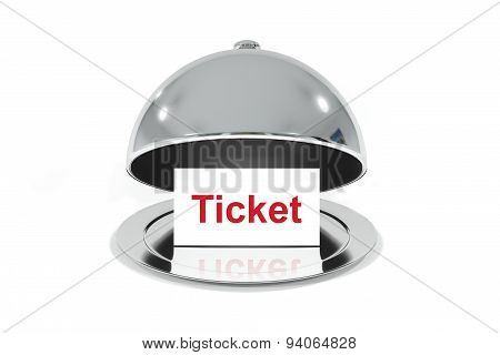 Silver Cloche With White Sign Ticket